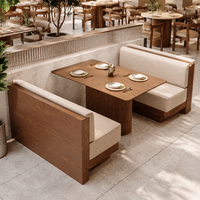 Ensemble de banquettes et fauteuils de café commerciaux personnalisés avec table et chaises en bois massif pour restaurant et café
