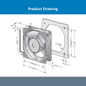 พัดลมระบายความร้อนแบบแกน DC ebm-papst รุ่น 4114NHH 24V ขนาด 119*119*38 มม. สำหรับอุปกรณ์ตู้ควบคุมอุตสาหกรรม - Product Image 4