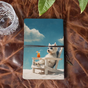 Cahier A6 de style vintage avec fermeture à cravate fait à la main 160 pages cadeau d'anniversaire parfait pour belle-soeur avec lunettes de soleil pour chien Be - Product Image 3