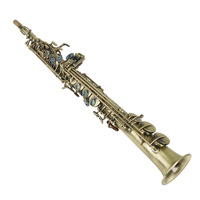 Professional Abalone Shell Buckle Straight Tube Soprano Saxophone Accessory Set Brass Head BB Tone