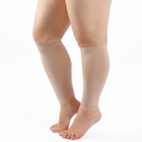 Manchon de compression respirant et personnalisé pour mollet, élastique, hauteur genou, beige/noir, 20-30 mmHg, pour varices