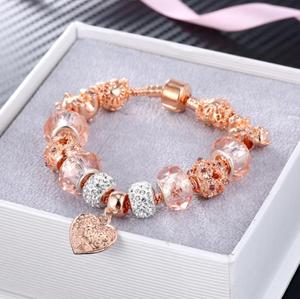 Bracelets en or rose à breloques en forme de cœur pour femmes, vente flash - Product Image 5