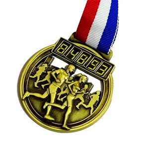 Medali olahraga kustom untuk maraton, basket, Badminton, berlayar, dicat dengan teknik cetak Offset dan UV