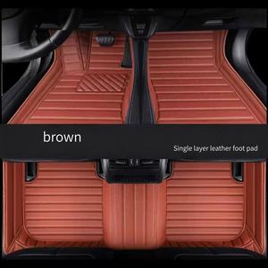 Tapis de sol de <span class=keywords><strong>voiture</strong></span> classique en cuir Nappa rayé, antidérapant et imperméable pour le <span class=keywords><strong>nettoyage</strong></span>, adapté à divers modèles de voitures - Product Image 5