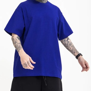เสื้อยืดคอกลมโอเวอร์ไซส์สีพื้น รอยัลบลู คุณภาพสูง ผ้าคอตตอน 95% สแปนเด็กซ์ 5% สำหรับผู้ชาย ลดราคาพิเศษ - Product Image 1