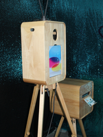 Cabina de Fotos de Roble de Doble Cara con Soporte para Impresora, Carcasa Retro para Cabina de Fotos DSLR para Bodas, Fiestas y Eventos