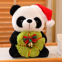Adorable Peluche de Panda con Gorro Rojo, Relleno de Algodón Suave, Hermoso Adorno y Regalo Ideal para Navidad