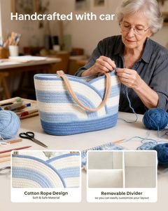 Grand panier de rangement en corde de coton Rectangle <span class=keywords><strong>pour</strong></span> nouveau-né Essentials Baby Shower List - Product Image 3