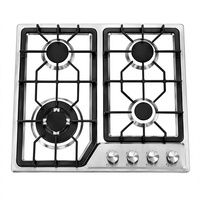 Table de cuisson à gaz moderne à 4 brûleurs en acier inoxydable, encastrable, GPL/GN, pour la cuisine domestique quotidienne