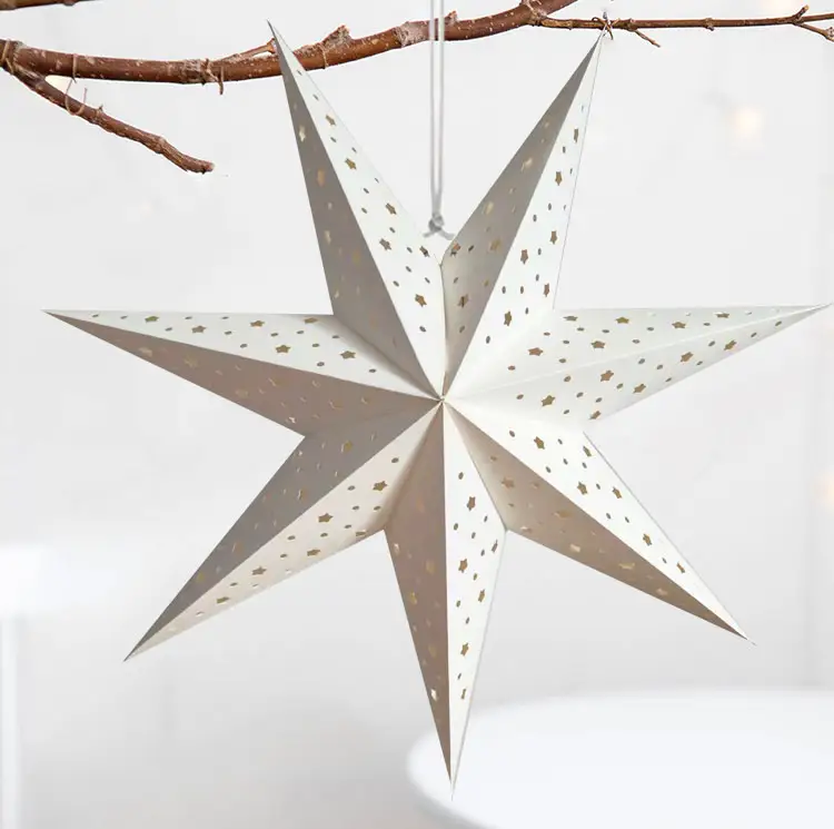 Folded 55cm Christmas Decoration Handmade Paper Star Lanterns Hanging lampshade