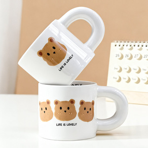 แก้วเซรามิคลายการ์ตูนน่ารัก ลายหมีน้อย 400 มล. แก้วน้ำสำหรับใช้ในบ้านและออฟฟิศ สำหรับกาแฟ ชา น้ำ ชุดแก้ว - Product Image 5