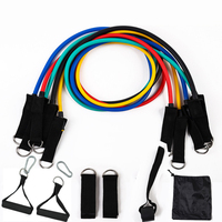Cinturón de cuerda de tensión TPE de 11 piezas, equipo de entrenamiento de fitness elástico multifuncional, bandas de ejercicio de resistencia pesada, juego de una palabra