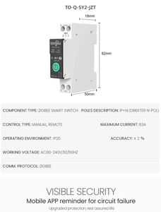 Para TONGOU API TUYA 1-63A Disyuntor en miniatura inalámbrico inteligente ZigBee MCB con protección de voltaje Medición de potencia Cobre <span class=keywords><strong>Mate</strong></span> - Product Image 5