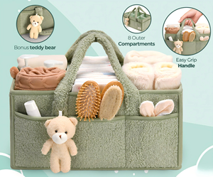 Panier de rangement <span class=keywords><strong>pour</strong></span> couches de bébé, sac à couches en polaire Teddy, organisateur <span class=keywords><strong>pour</strong></span> <span class=keywords><strong>table</strong></span> à <span class=keywords><strong>langer</strong></span> - Product Image 3