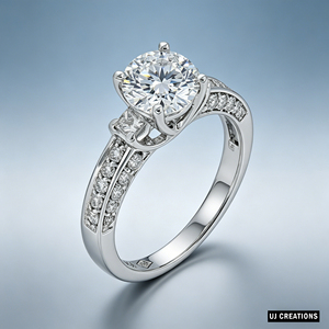 Argent personnalisé | 10K | 14K | Bague de mariage en or massif 18 carats avec diamant rond brillant de 1 carat cultivé en laboratoire, qualité VVS-VS - Product Image 2