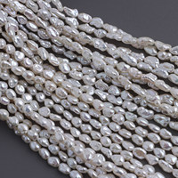 Perles Keshi d'eau douce cultivées de haute qualité, 6-7 mm, baroques, irrégulières, non-nucléées, blanches naturelles, pour la création de bijoux DIY