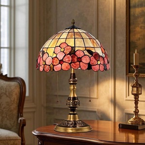 Lampe de table en verre teinté de style LIGHTOPS, veilleuse avec <span class=keywords><strong>abat</strong></span>-<span class=keywords><strong>jour</strong></span> en forme de <span class=keywords><strong>tulipe</strong></span> de 12 pouces de large, base en métal, joli <span class=keywords><strong>abat</strong></span>-<span class=keywords><strong>jour</strong></span> - Product Image 2