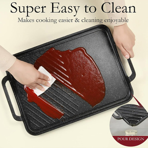 Grille <span class=keywords><strong>rectangulaire</strong></span> en aluminium moulé sous pression à <span class=keywords><strong>induction</strong></span> pour la maison Poêle à steak carrée épaissie pour la cuisine à poisson - Product Image 6