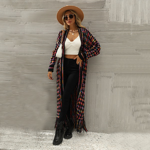 Cardigan long à franges grande taille rayé pour femme, style streetwear, tailles SMLXLXXLXXXL - Product Image 4