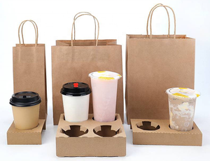 Saco de papel ecológico personalizado, <span class=keywords><strong>4</strong></span> copos de café com estampa personalizada, sacos de papel adesivos para loja de café - Product Image 3