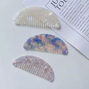 Fashion Korea Style Aceate Braiding Teasing Hair Combs Marble Tortoise Wide Tooth Pocket Cellulose Acetate Comb In Bulk For Wome