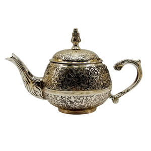 Théière vintage en métal avec couvercle et poignée, pot à eau décoratif, bouilloire - Product Image 2