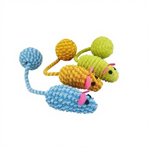 Giocattolo per cani con coda di topo intrecciata colorata e palla, cigolante, in corda resistente - Product Image 3