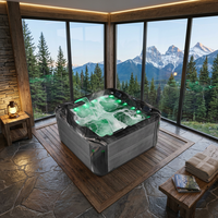 Spa extérieur moderne pour 4 personnes, 60 jets d'hydromassage, panneau de commande Balboa, musique Bluetooth, jacuzzi pour villa, hôtel