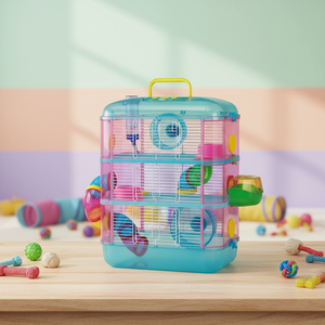 <span class=keywords><strong>Cage</strong></span> à <span class=keywords><strong>hamster</strong></span> en plastique en gros d'usine, trois étages, facile à assembler, grand espace, portable, durable, transportable - Product Image 4