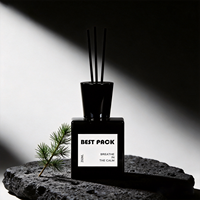 Bouteille en verre carrée de 200 ml pour aromathérapie, vide avec couvercle, décoration d'intérieur et emballage pour diffuseur à bâtonnets