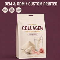 Sachets de poudre de collagène imprimés sur mesure, qualité alimentaire, refermables, pour l'emballage de peptides de collagène, vente en gros pour la santé et la beauté