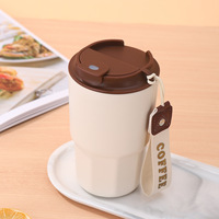 Mug isotherme en acier inoxydable de 480 ml avec couvercle à paille rabattable, pour voiture, bureau, usage quotidien, voyage, garde au chaud et au froid 6 à 12 heures