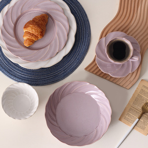 Vente directe d'usine changement de four vaisselle en céramique jasmin en céramique salade Dessert assiette lumière luxe après-midi thé tasse ensemble - Product Image 3