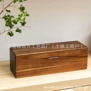 Wooden Tea Bag <b>Storage</b> <b>Box</b> Rectangular <b>Drawer</b> Style Compartmentalized Tea Set Holder Household Use - Product Image 2