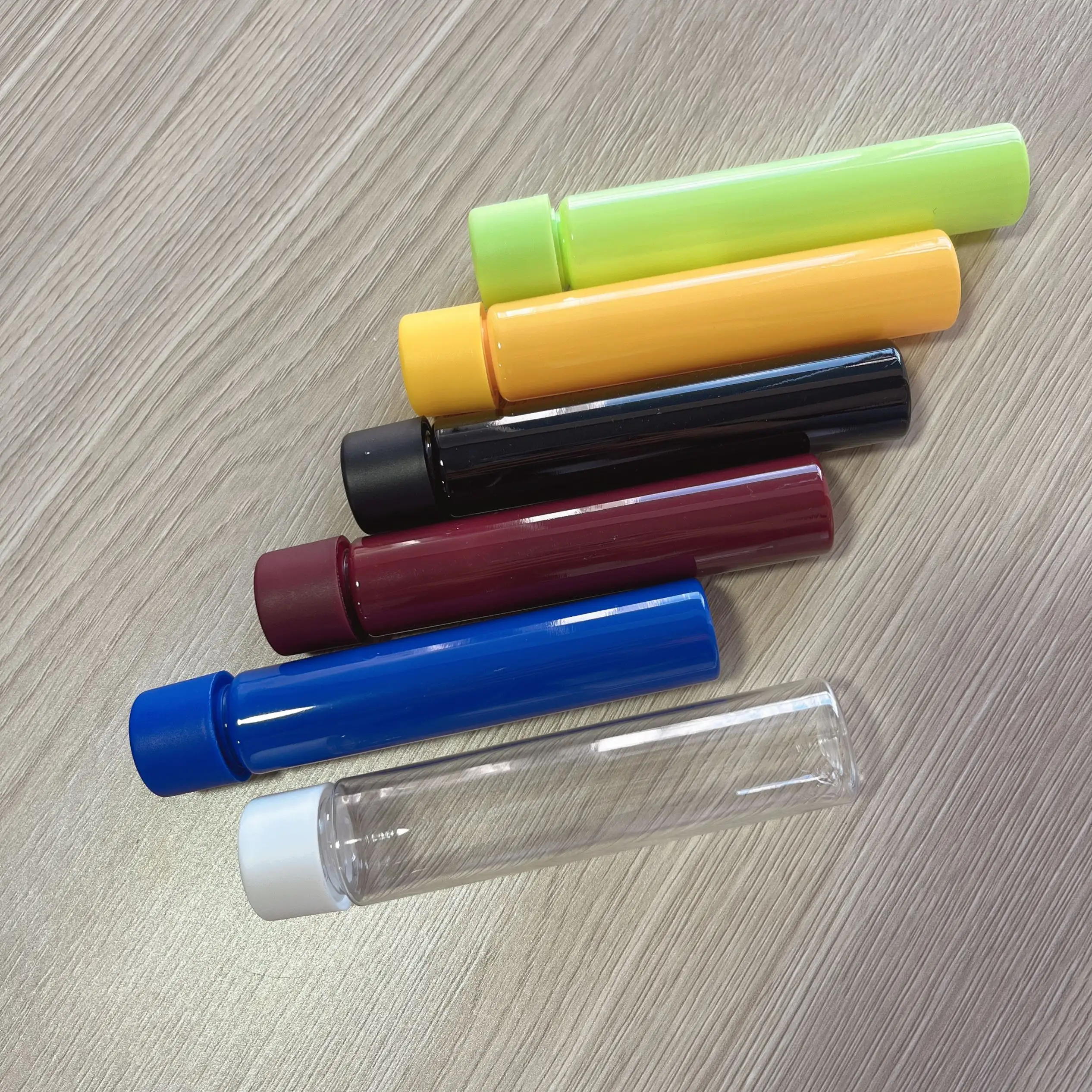 22*115mm 22*125mm 22*98mm tube en plastique pet injection tubes brillants couvercles résistants aux enfants pour ur rouleaux emballage