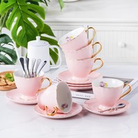 Service à thé de luxe moderne 80 ml, ensemble multicolore, tasse à café en céramique peinte à la main, personnalisable, durable
