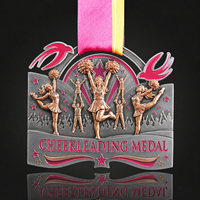 Médailles personnalisées scintillantes pour cheerleading, en or, argent et bronze, récompenses en métal pour la danse, pour les compétitions, conception gratuite, en gros
