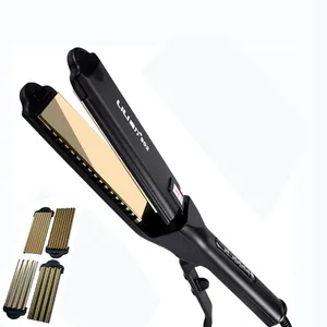 Flat Iron Top 10 Hair Straighteners Salon Private Label Ceramic for Wholesale 4 in 1 Electric Fast Heating 60W Ceramic Coating