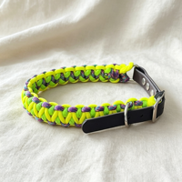 Collier pour chien en paracorde avec boucle hybride en cuir PVC jaune, réglable pour l'entraînement anti-évasion et les promenades en extérieur
