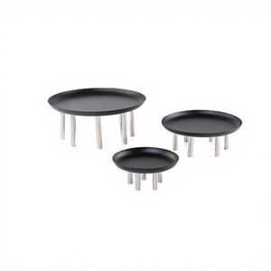Support à gâteau rond en acier inoxydable noir de qualité supérieure avec pieds, pour servir des desserts, en gros - Product Image 1