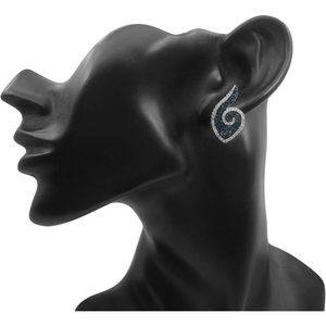 Ornaatis Diamond <b>Stud</b> <b>Earrings</b> 1.56 Cttw Round Cut White And Blue Fancy Sterling <b>Silver</b> Women's Everyday Wear - Product Image 3
