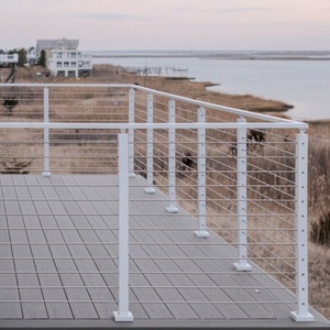 Hiện Đại Khoan Trắng Thép Không Gỉ Cầu Thang Đường Sắt Bài Cáp Grommets Miếng Đệm 42 "Chống Gỉ Sàn Gắn Cho Ban Công Sàn - Product Image 2