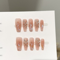 Ongles press-on faits main nude pêche ombré, faux ongles cercueil 3D personnalisés en forme de coquille, capsules d'ongles artificielles, faux ongles