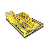 Château gonflable commercial de grande taille avec toboggan et parcours d'obstacles, en PVC de 0,55 mm, pour enfants et adultes