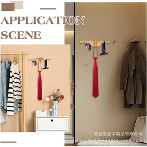 Solid Wood Wall Mounted Tie Scarf <b>Hanger</b> Round <b>Key</b> Rack Clothing Organizer 1 Layer - Product Image 4