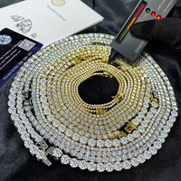 Chaîne Tennis HipHop Ice Out en Argent 925 avec Moissanite GRA VVS Couleur D, Collier Moissanite, Testée et Prête à l'Expédition, Gravure Laser Gratuite