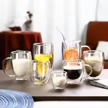 Mug en verre borosilicate à double paroi RSCHEF, résistant à la chaleur et au froid, isolé, écologique, pour la maison, pour le thé, le lait, le citron - Product Image 3