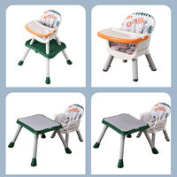 Chaise haute bébé pliable moderne OEM en plastique écologique avec base pivotante, ceinture de sécurité, table de lecture réglable pour salon et cuisine
