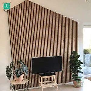 TianGe Guangdong Polyester keçe Modern iç Akupanel akustik Slat dekoratif tavan Hote Tv 3D duvar panelleri