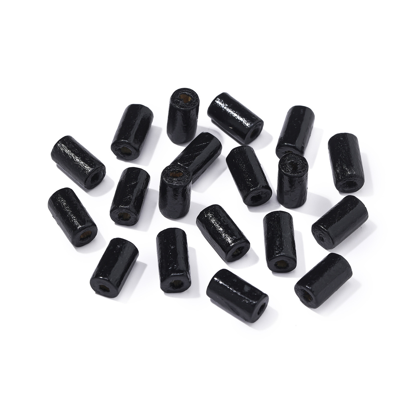 6x12 Black Wooden Barrel Beads